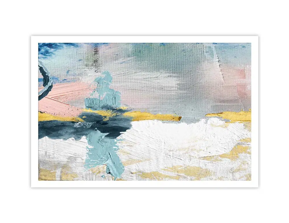 ⁦תמונה לבית Emotions Pink Blue - הדפס נייר ללא מסגרת בפורמט רוחבי בגווני ורוד כחול טורקיז אפור עם נגיעות זהב⁩ – תמונה ⁦6⁩