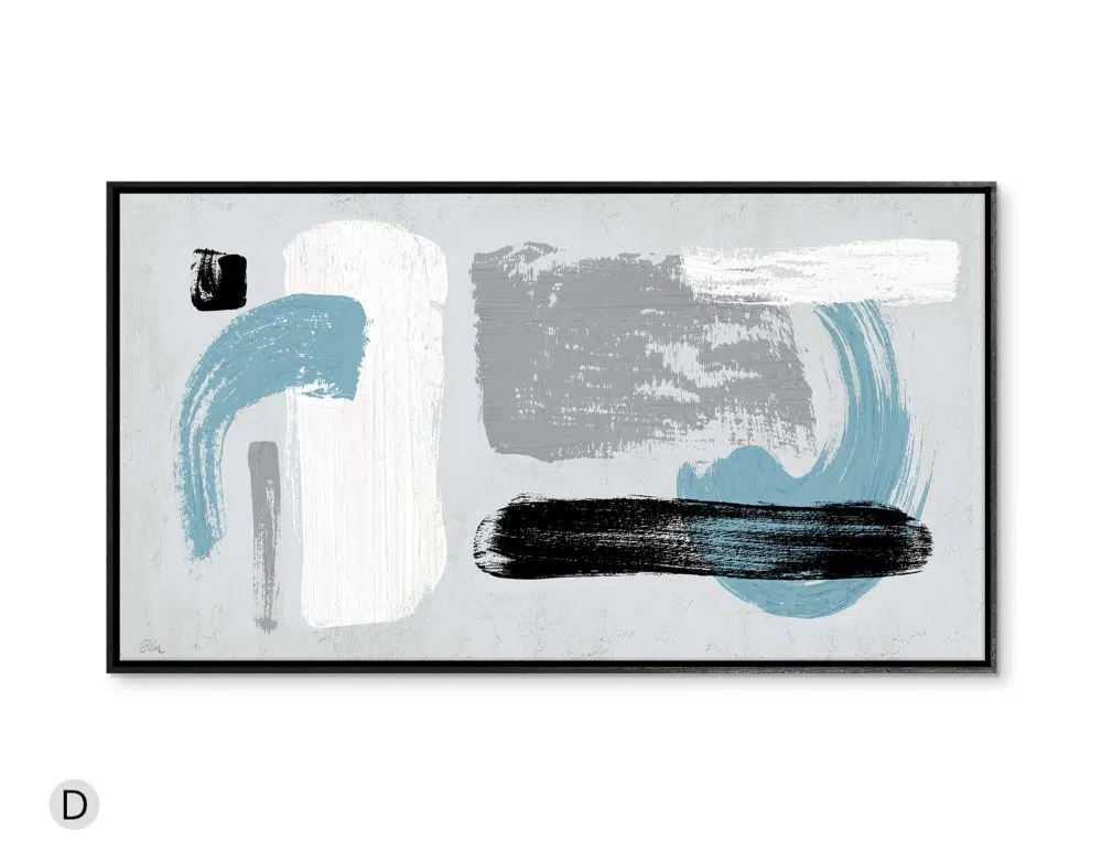 ⁦תמונת קנבס לסלון Smoky Mind Blue Grey - הדפס קנבס ממוסגר בפורמט רוחבי בגווני כחול שחור אפור לבן⁩ – תמונה ⁦4⁩