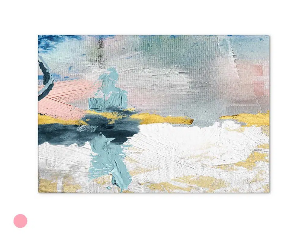⁦תמונה לבית Emotions Pink Blue - הדפס נייר ללא מסגרת בפורמט רוחבי בגווני ורוד כחול טורקיז אפור עם נגיעות זהב⁩ – תמונה ⁦5⁩