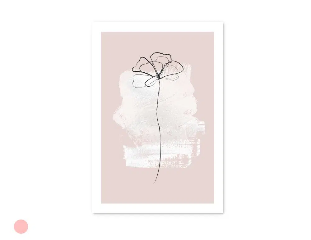 ⁦תמונה לבית Flower Lining Pink - הדפס נייר ללא מסגרת בפורמט מלבני בגווני ורוד עם נגיעות שחור⁩ – תמונה ⁦4⁩