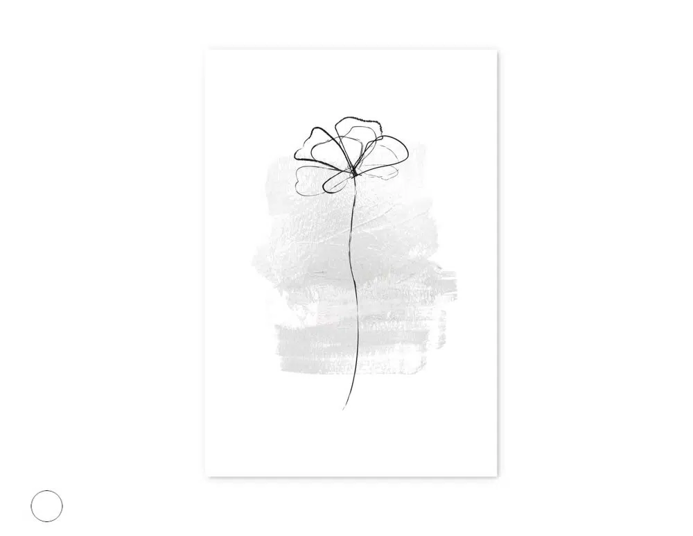 ⁦תמונה לסלון Flower Lining White - הדפס נייר ללא מסגרת בפורמט מלבני בגווני שחור לבן⁩ – תמונה ⁦4⁩