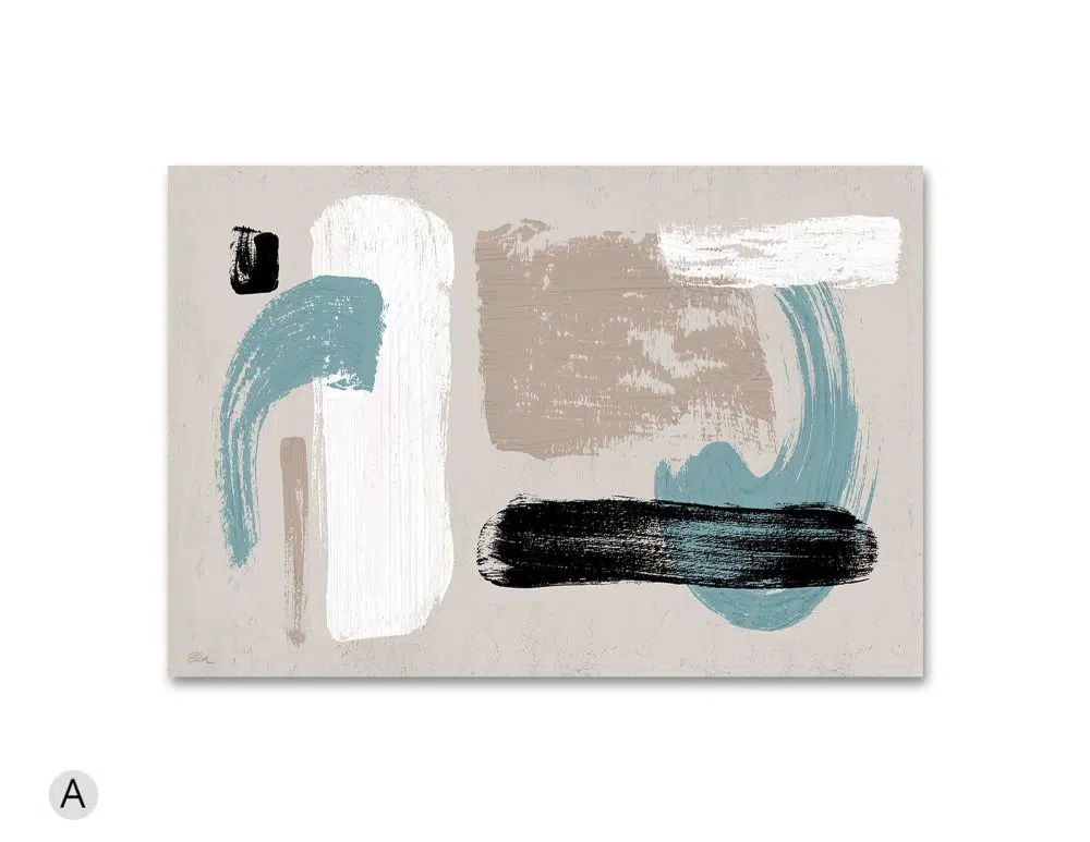 ⁦תמונה לבית Smoky Mind Beige Mint - הדפס נייר ללא מסגרת בפורמט רוחבי בגווני בז׳ טורקיז שחור אפור⁩ – תמונה ⁦4⁩