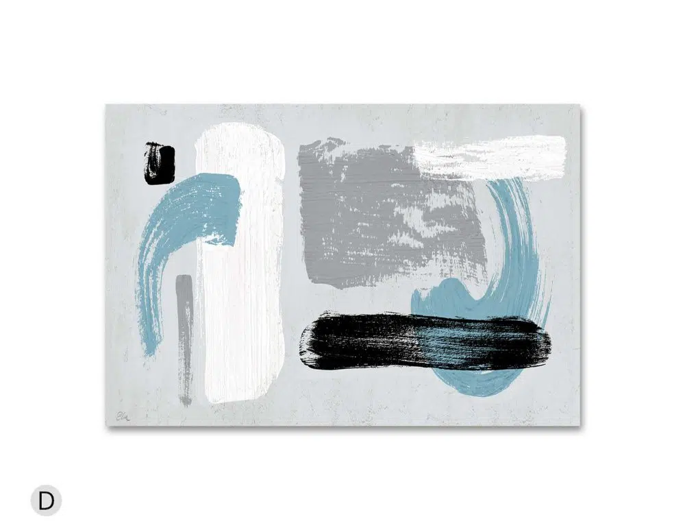 ⁦תמונה לבית Smoky Mind Blue Grey - הדפס נייר ללא מסגרת בפורמט רוחבי בגווני כחול שחור אפור לבן⁩ – תמונה ⁦4⁩