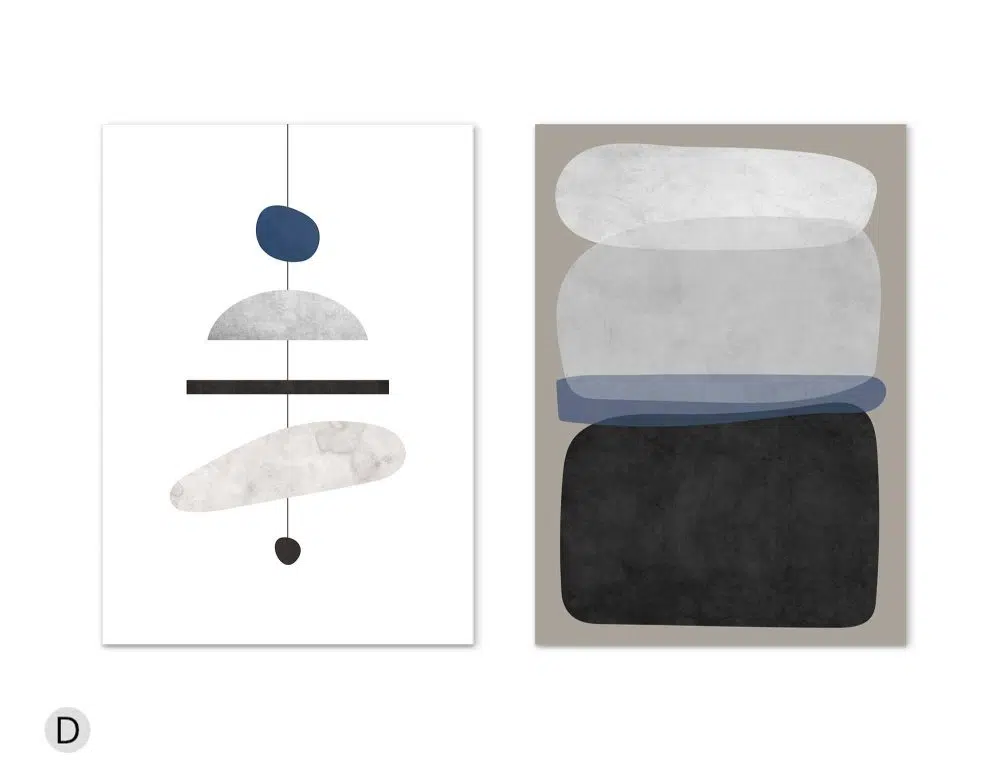 ⁦תמונות לבית Chandelier Duo Black - שני הדפסי נייר ללא מסגרת בפורמט מלבני בגווני שחור לבן עם נגיעות כחול כהה⁩ – תמונה ⁦5⁩