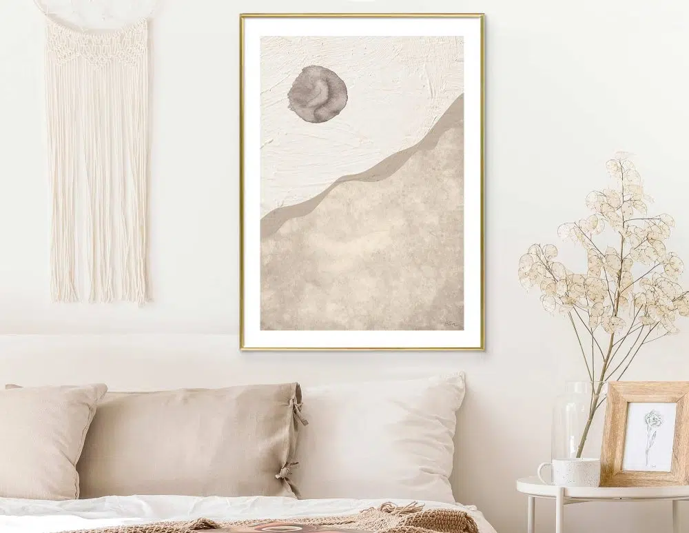 ⁦תמונת קנבס Evening Sun Beige - הדפס קנבס ממוסגר בפורמט מלבני בגווני בז׳ אדמה⁩ – תמונה ⁦2⁩