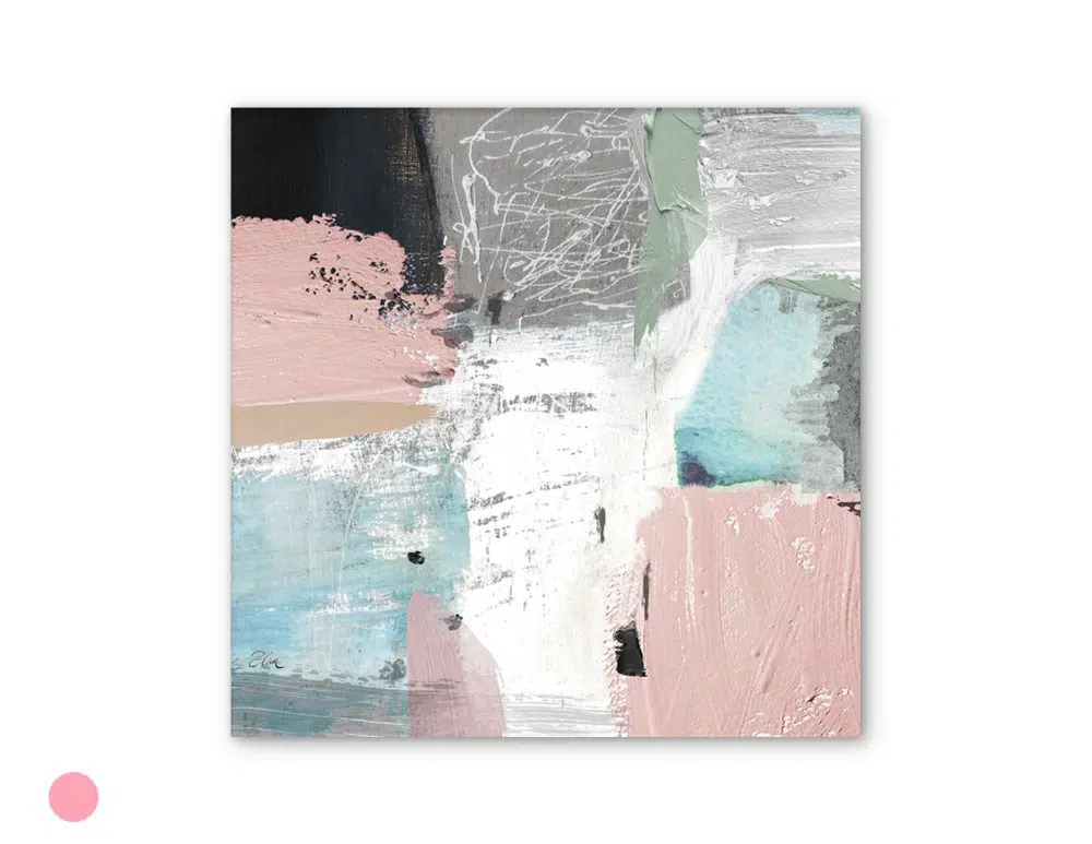 ⁦תמונה לבית Earthly Signs Pink Blue - הדפס נייר ללא מסגרת בפורמט ריבועי בגווני ורוד כחול אפור שחור עם נגיעות ירוק⁩ – תמונה ⁦4⁩