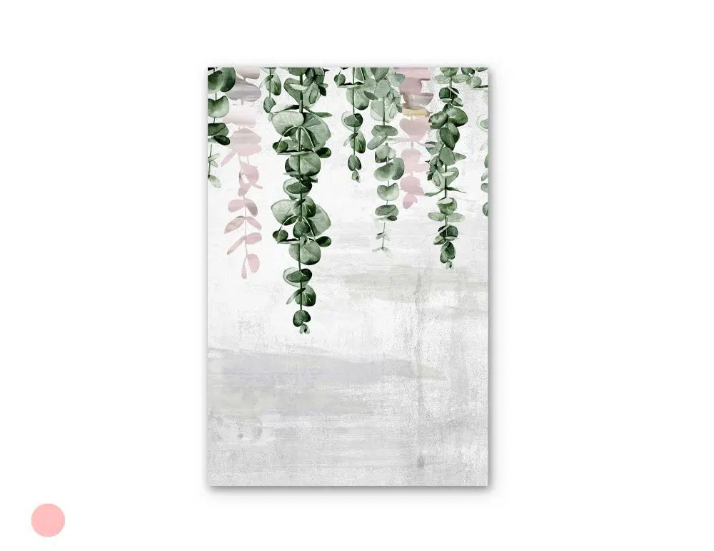 ⁦תמונה לבית Fallen Leaves Pink - הדפס נייר ללא מסגרת בפורמט מלבני בגווני ורוד ירוק אפור⁩ – תמונה ⁦4⁩
