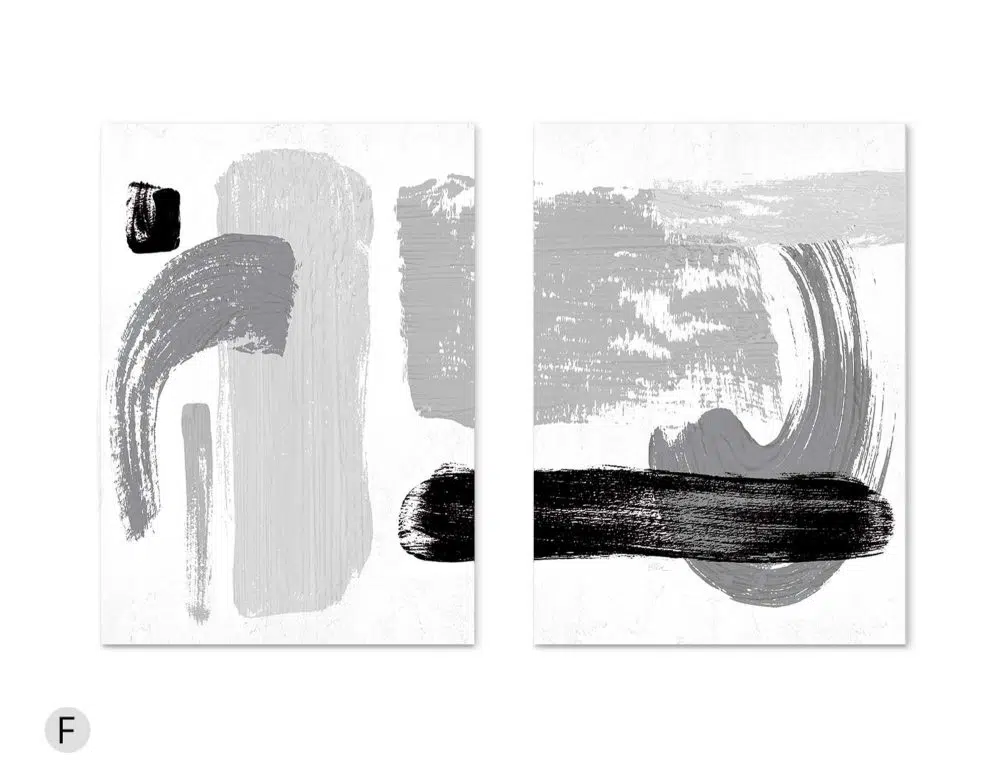 ⁦תמונות לבית Smoky Mind Duo Black - שני הדפסי נייר ללא מסגרת בפורמט מלבני בגווני שחור לבן אפור⁩ – תמונה ⁦4⁩