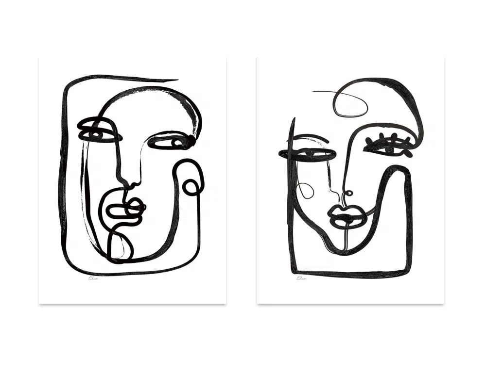 ⁦תמונות לבית Simple & Bold Duo  - שני הדפסי נייר ללא מסגרת בפורמט מלבני בגווני שחור לבן⁩ – תמונה ⁦5⁩