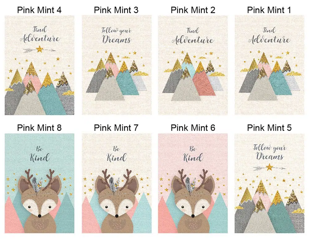 ⁦תמונות לחדר ילדים Kids Pink Mint - הדפסי נייר ללא מסגרות בגודל 21/30 ס״מ בגווני ורוד מנטה - אחרונים במלאי⁩ – תמונה ⁦3⁩