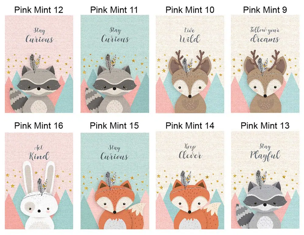 ⁦תמונות לחדר ילדים Kids Pink Mint - הדפסי נייר ללא מסגרות בגודל 21/30 ס״מ בגווני ורוד מנטה - אחרונים במלאי⁩ – תמונה ⁦4⁩