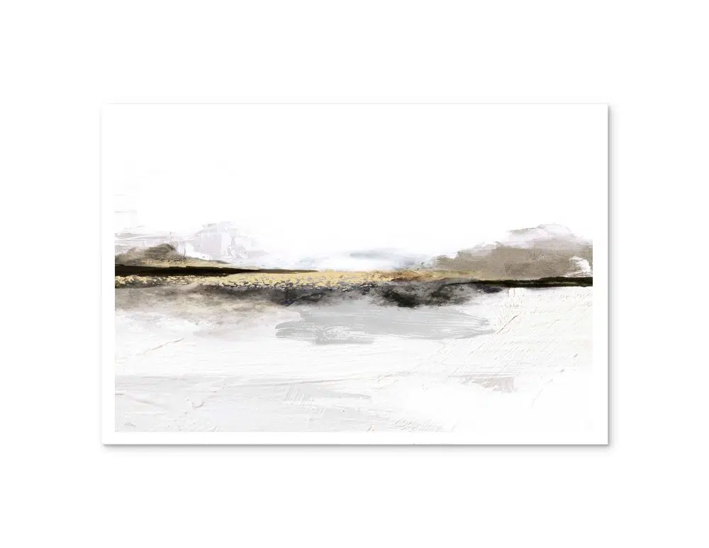 ⁦תמונה לחדר שינה Winter Mountains - הדפס נייר ללא מסגרת בפורמט רוחבי בגווני שחור לבן ונגיעות בז׳⁩ – תמונה ⁦6⁩