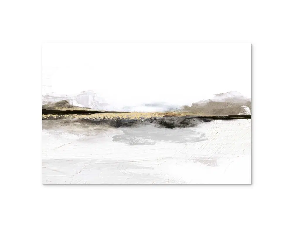⁦תמונה לחדר שינה Winter Mountains - הדפס נייר ללא מסגרת בפורמט רוחבי בגווני שחור לבן ונגיעות בז׳⁩ – תמונה ⁦5⁩