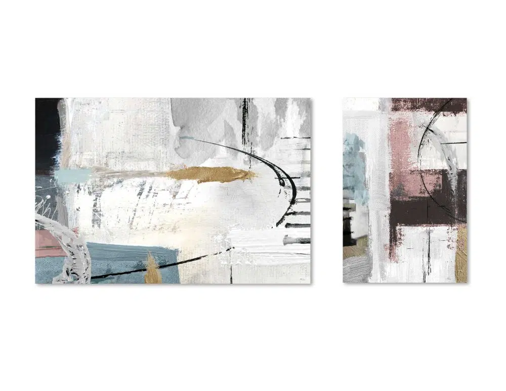⁦תמונות לבית Peaceful Road Duo - שני הדפסי נייר ללא מסגרת בפורמט מלבני ורוחבי בגווני ורוד טורקיז שחור⁩ – תמונה ⁦4⁩