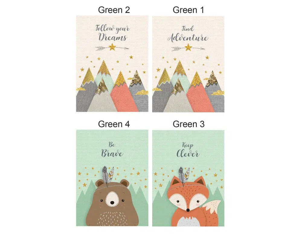 ⁦תמונות לחדר ילדים Kids Blue Green - הדפסי נייר ללא מסגרות בגודל 30/40 ס״מ בגווני כחול ירוק - אחרונים במלאי⁩ – תמונה ⁦3⁩