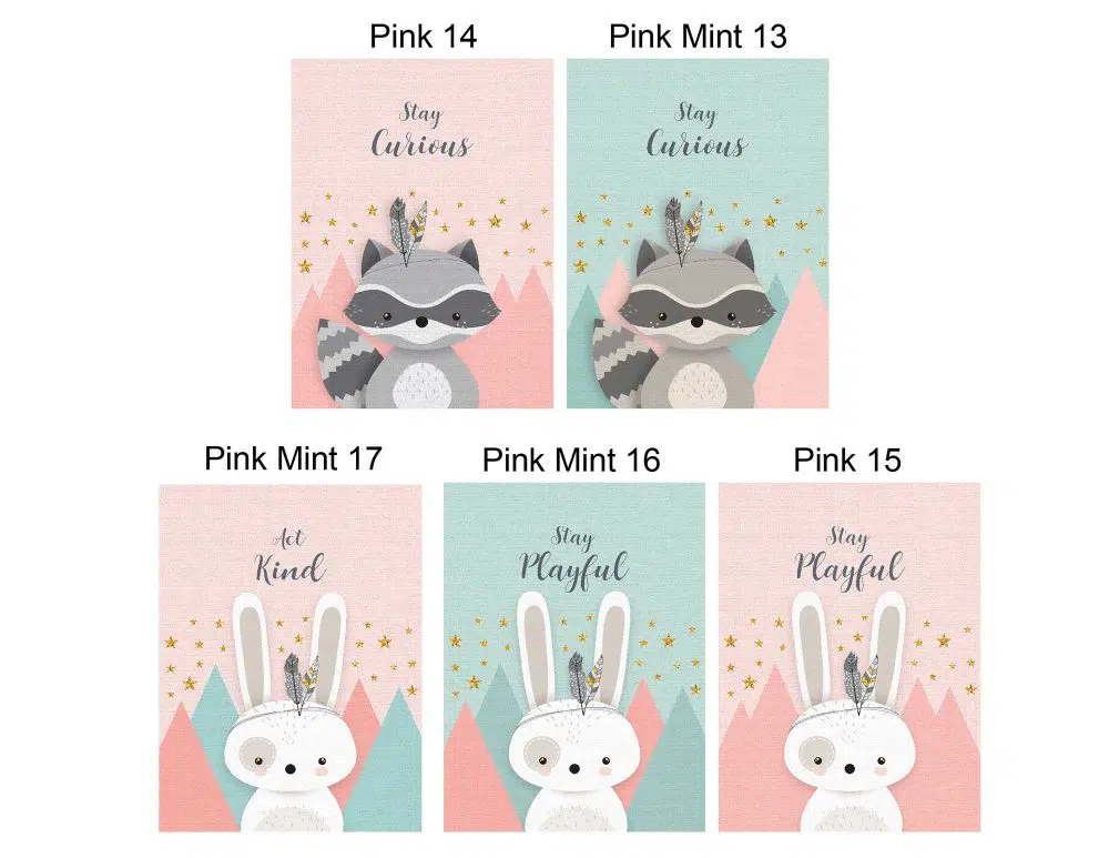 ⁦תמונות לחדר ילדים Kids Pink Mint - הדפסי נייר ללא מסגרות בגודל 30/40 ס״מ בגווני ורוד מנטה - אחרונים במלאי⁩ – תמונה ⁦3⁩