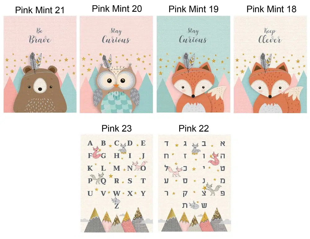 ⁦תמונות לחדר ילדים Kids Pink Mint - הדפסי נייר ללא מסגרות בגודל 30/40 ס״מ בגווני ורוד מנטה - אחרונים במלאי⁩ – תמונה ⁦4⁩