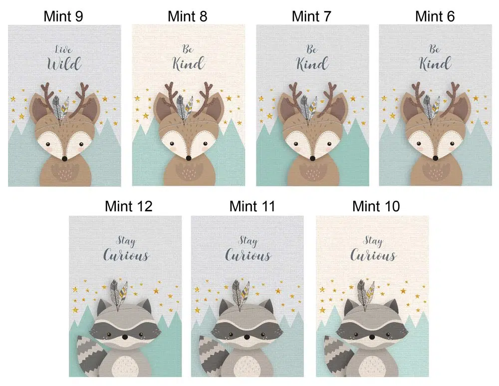 ⁦תמונות לחדר ילדים Kids Mint - הדפסי נייר ללא מסגרות בגודל 21/30 ס״מ בגווני מנטה - אחרונים במלאי⁩ – תמונה ⁦4⁩