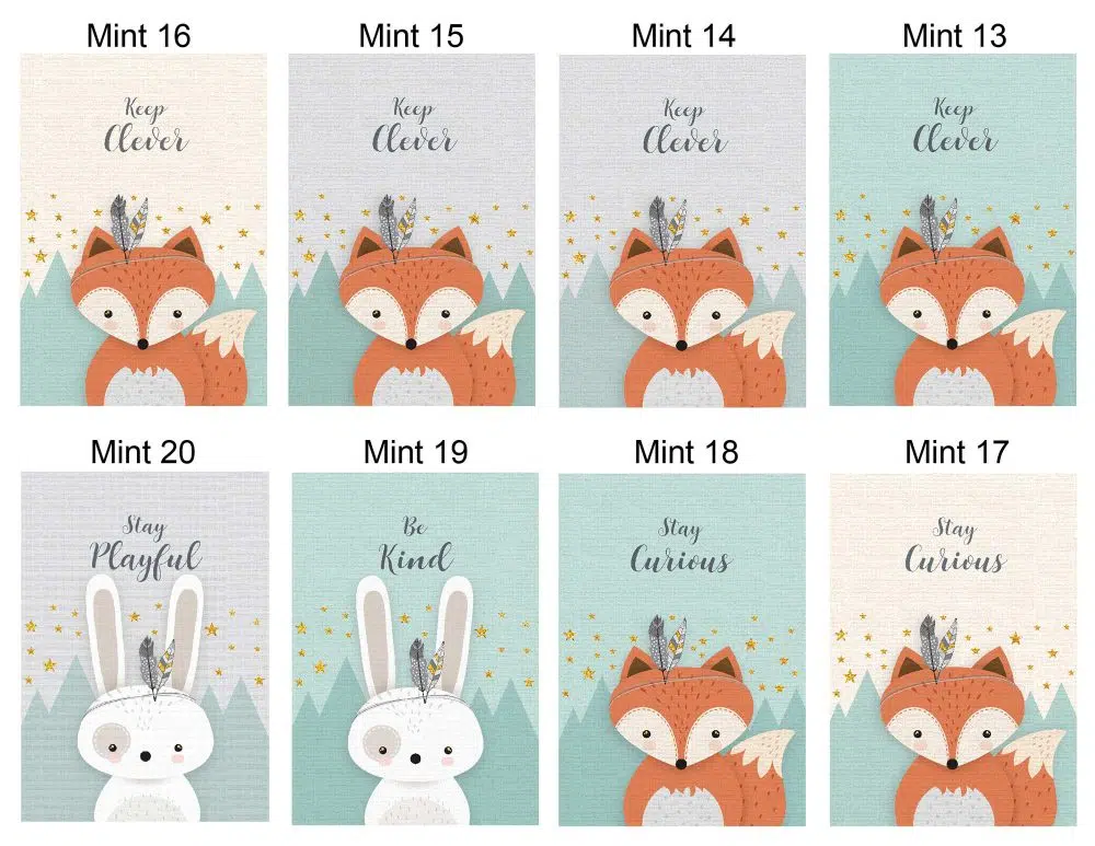 ⁦תמונות לחדר ילדים Kids Mint - הדפסי נייר ללא מסגרות בגודל 21/30 ס״מ בגווני מנטה - אחרונים במלאי⁩ – תמונה ⁦5⁩