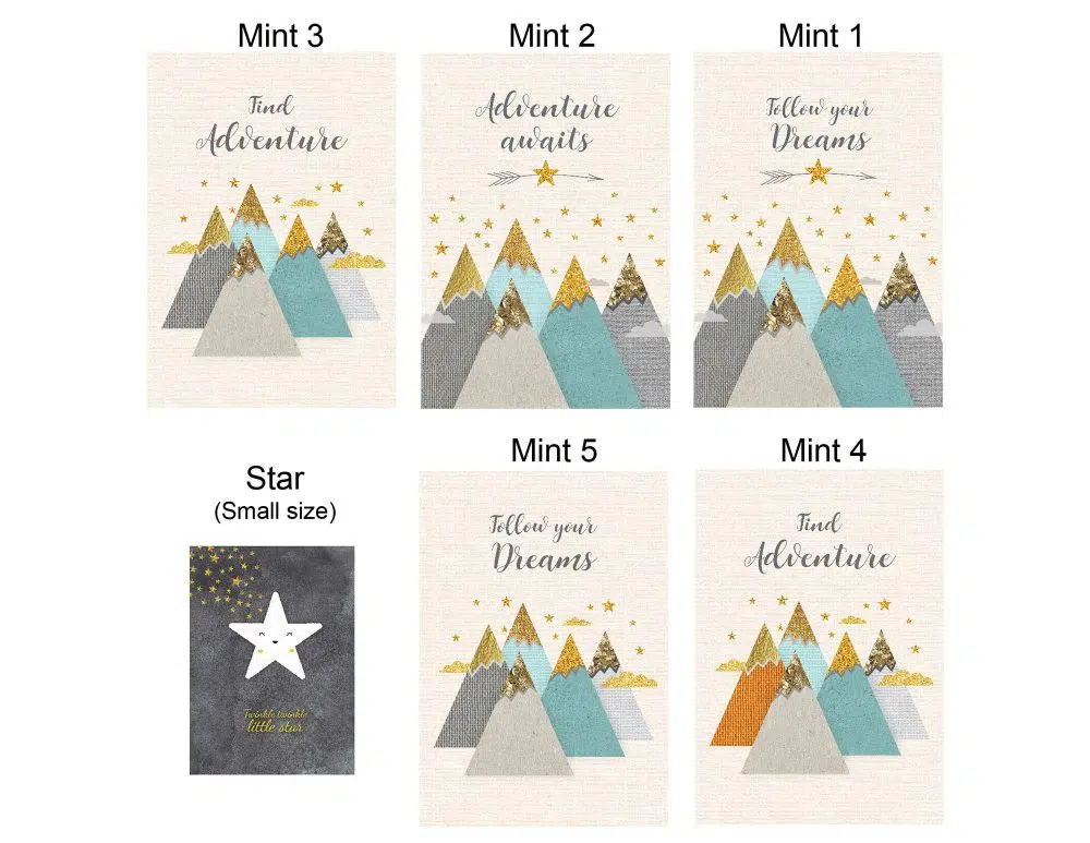 ⁦תמונות לחדר ילדים Kids Mint - הדפסי נייר ללא מסגרות בגודל 21/30 ס״מ בגווני מנטה - אחרונים במלאי⁩ – תמונה ⁦3⁩