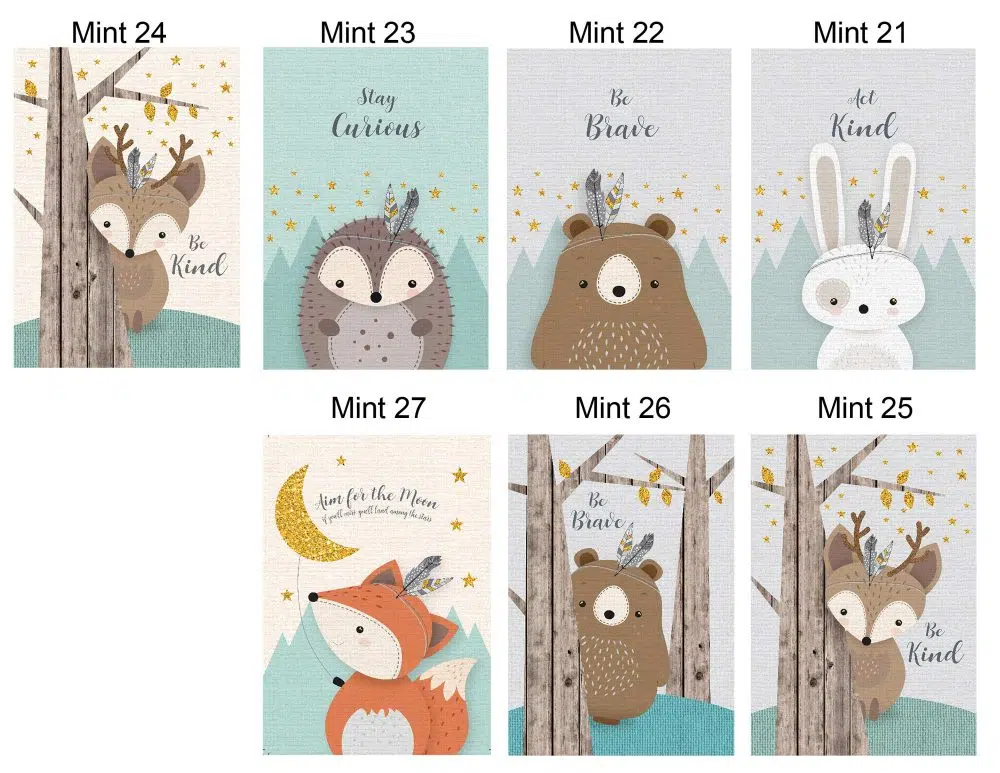 ⁦תמונות לחדר ילדים Kids Mint - הדפסי נייר ללא מסגרות בגודל 21/30 ס״מ בגווני מנטה - אחרונים במלאי⁩ – תמונה ⁦6⁩