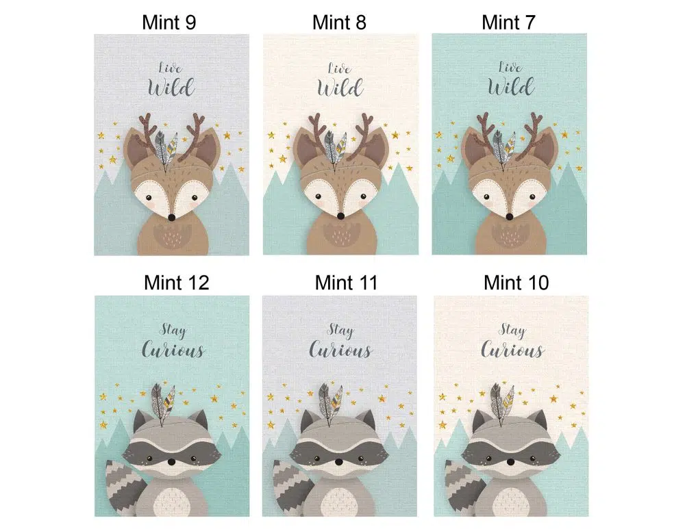 ⁦תמונות לחדר ילדים Kids Mint - הדפסי נייר ללא מסגרות בגודל 30/40 ס״מ בגווני מנטה - אחרונים במלאי⁩ – תמונה ⁦2⁩
