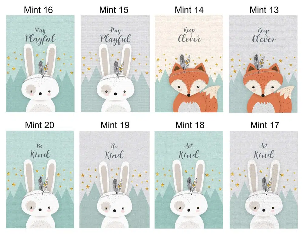 ⁦תמונות לחדר ילדים Kids Mint - הדפסי נייר ללא מסגרות בגודל 30/40 ס״מ בגווני מנטה - אחרונים במלאי⁩ – תמונה ⁦3⁩