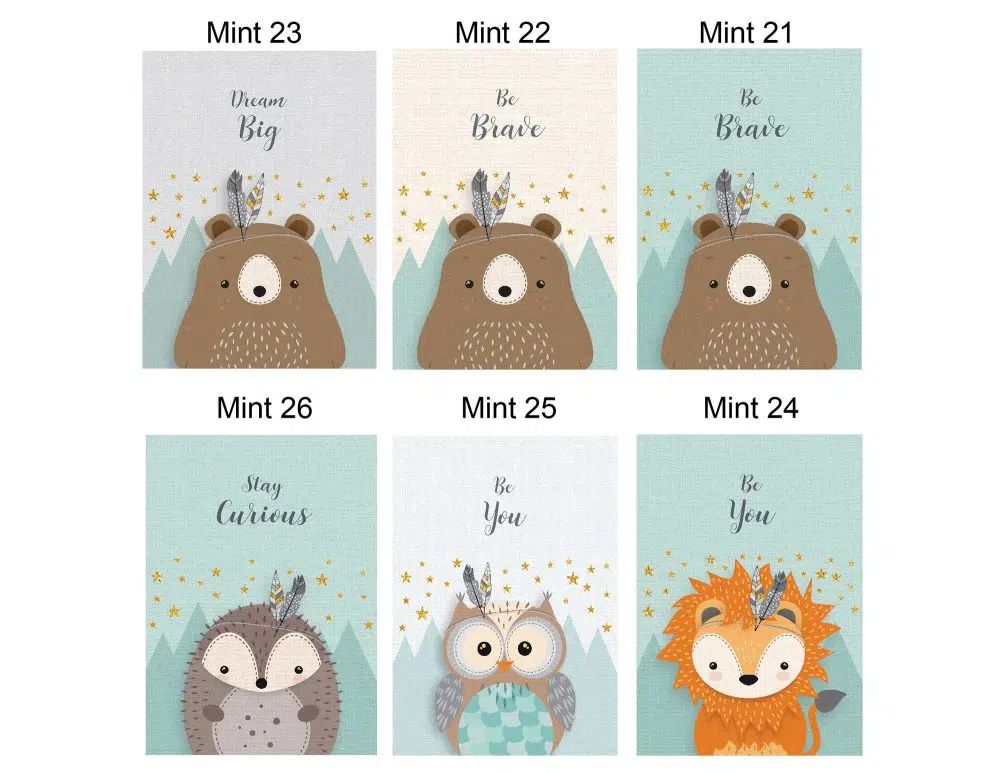 ⁦תמונות לחדר ילדים Kids Mint - הדפסי נייר ללא מסגרות בגודל 30/40 ס״מ בגווני מנטה - אחרונים במלאי⁩ – תמונה ⁦4⁩