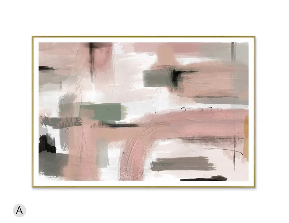 ⁦תמונה לבית Blush Garden - הדפס נייר ממוסגר בפורמט רוחבי בגווני ורוד ירוק⁩ – תמונה ⁦3⁩