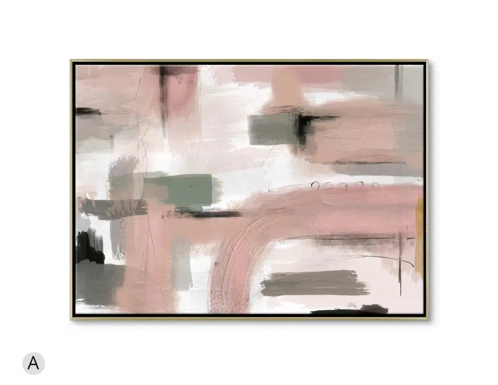 ⁦תמונת קנבס Blush Garden - הדפס קנבס ממוסגר בפורמט רוחבי בגווני ורוד ירוק⁩ – תמונה ⁦4⁩