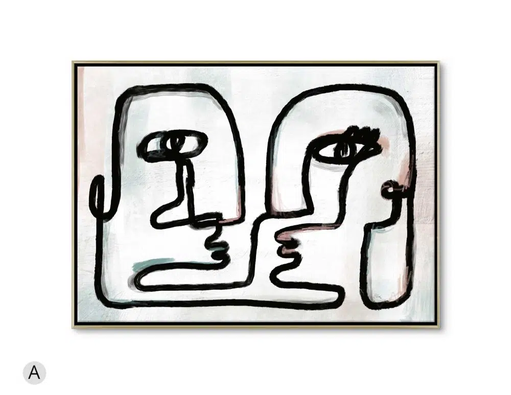 ⁦תמונת קנבס Completely - הדפס קנבס ממוסגר בפורמט רוחבי בגווני שחור לבן עם נגיעות ורוד ותכלת⁩ – תמונה ⁦4⁩