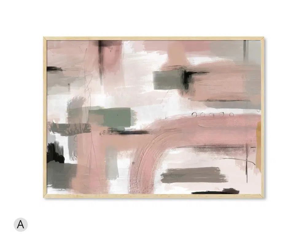 ⁦תמונה לבית Blush Garden - הדפס נייר ממוסגר בפורמט רוחבי בגווני ורוד ירוק⁩ – תמונה ⁦4⁩
