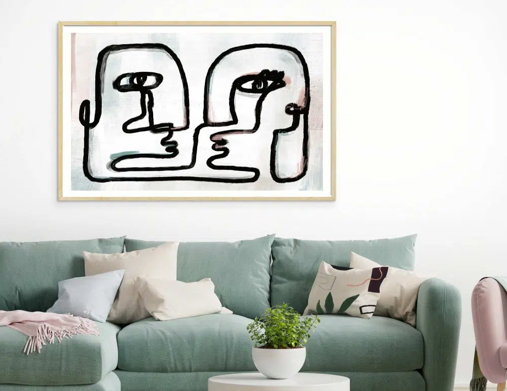 ⁦תמונה לבית Completely - הדפס נייר ללא מסגרת בפורמט רוחבי בגווני שחור לבן עם נגיעות ורוד ותכלת⁩ – תמונה ⁦3⁩