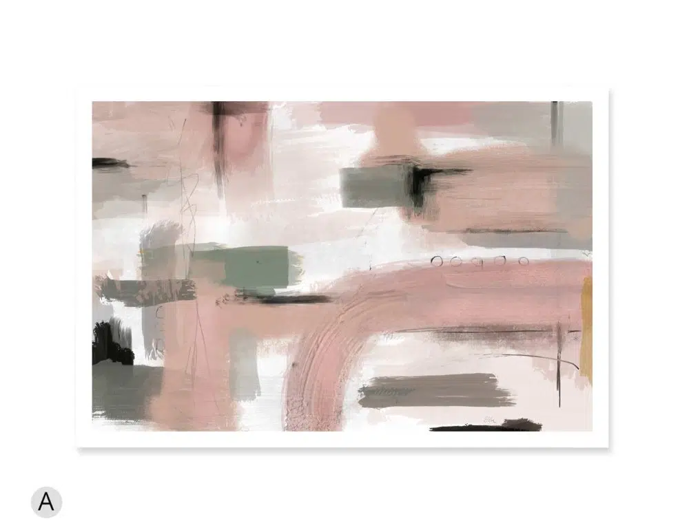 ⁦תמונה לסלון Blush Garden - הדפס נייר ללא מסגרת בפורמט רוחבי בגווני ורוד ירוק⁩ – תמונה ⁦4⁩