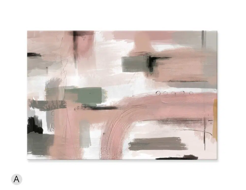 ⁦תמונה לסלון Blush Garden - הדפס נייר ללא מסגרת בפורמט רוחבי בגווני ורוד ירוק⁩ – תמונה ⁦3⁩