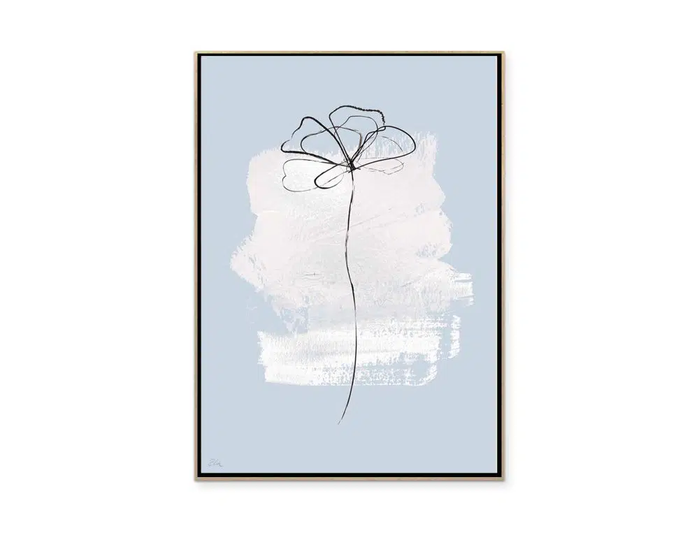 ⁦תמונת קנבס לבית Flower Lining Blue - הדפס קנבס ממוסגר בפורמט מלבני בגווני כחול מעושן עם נגיעות שחור⁩ – תמונה ⁦4⁩