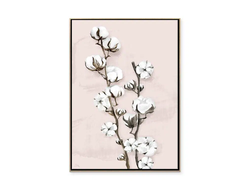 ⁦תמונת קנבס לבית Soft Cotton Pink - הדפס קנבס ממוסגר בפורמט מלבני בגווני ורוד פודרה⁩ – תמונה ⁦4⁩