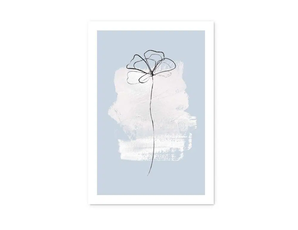 ⁦תמונה לבית Flower Lining Blue - הדפס נייר ללא מסגרת בפורמט מלבני בגווני כחול מעושן עם נגיעות שחור⁩ – תמונה ⁦4⁩
