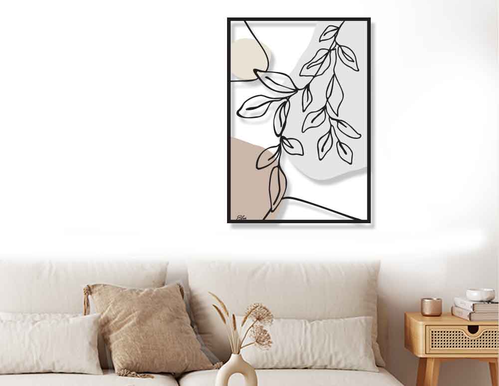 תמונת מתכת לקיר Botanical Nordic Single 4 Colors איור מקורי של עלים בסגנון אבסטרקטי בוטני בארבעה גוונים. יעוץ והדמיה חינם - כנסו